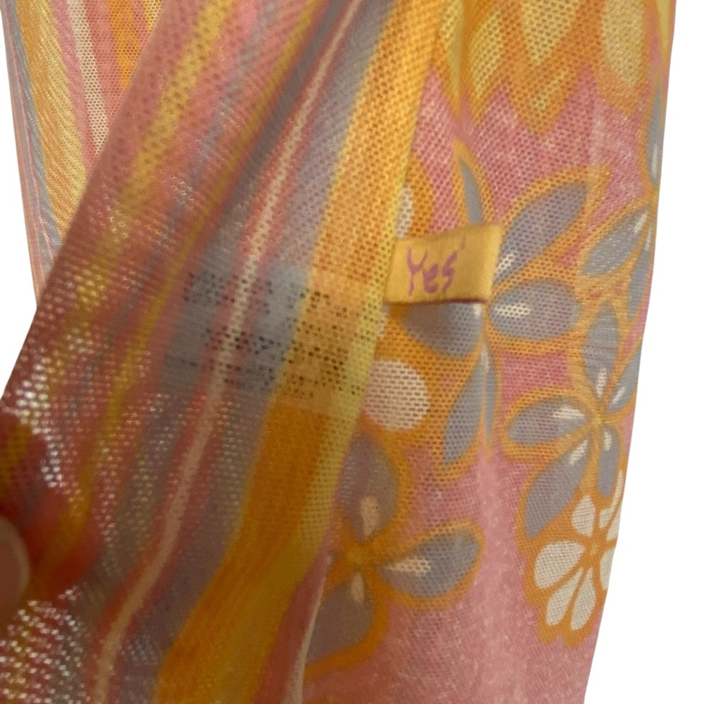Sheer cute Pink and Yellow Floral striped dress - Picture 5 of 8